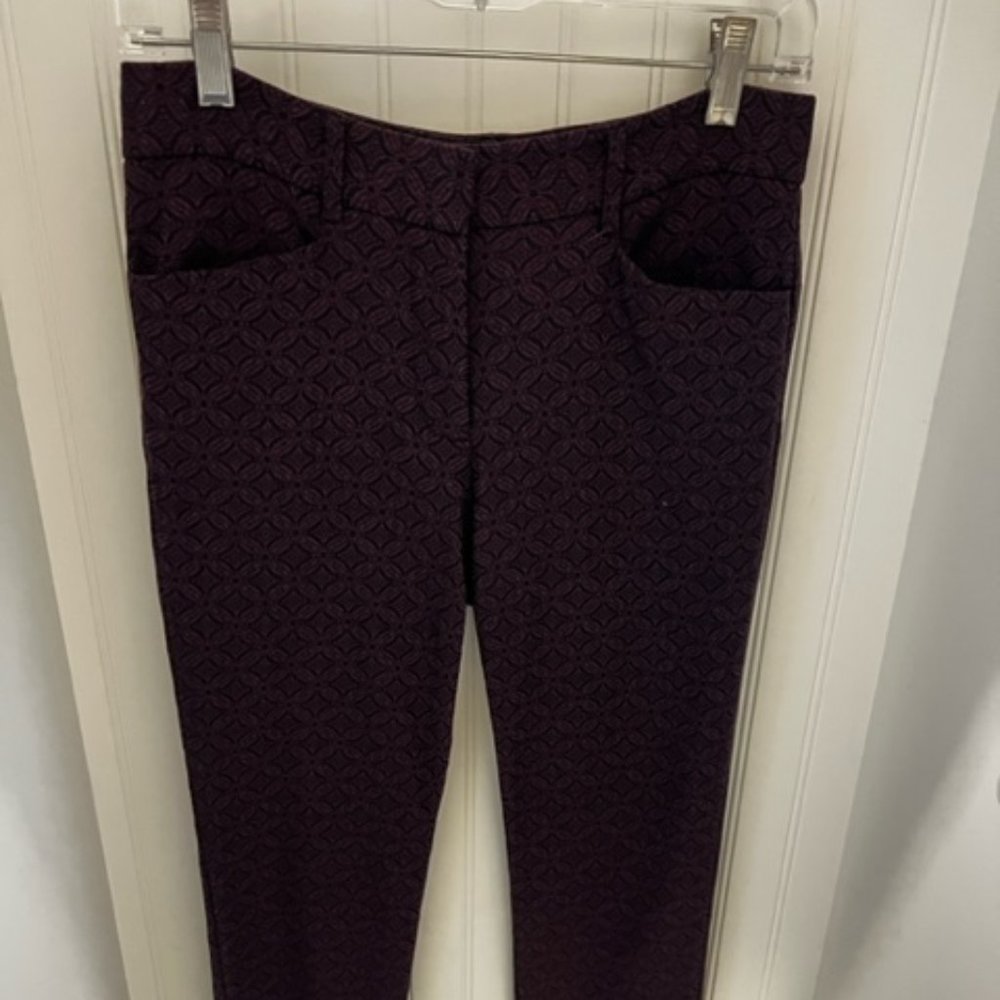 Mario Serrani Printed Dress Pants Black Burgundy Chino Straight Casual Womens 2